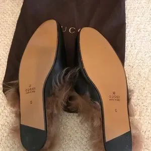 Gucci | Shoes | Gucci Black Fur Horsebit Runway Shoes Size 9  display picture 2